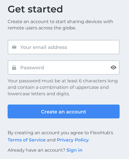 register flexihub account