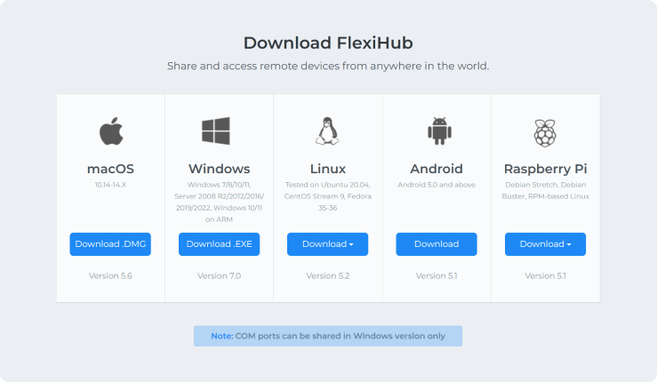 互換性のある flexihub バージョンをダウンロード