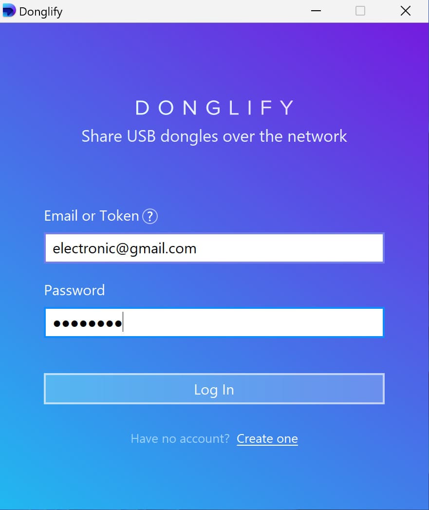 Launch the Donglify software and create your account