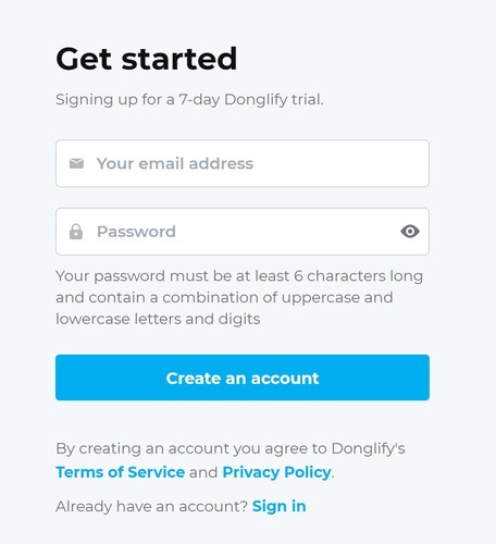  Create Donglify account